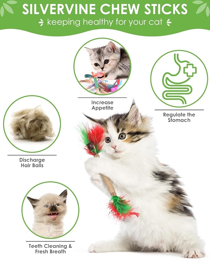TINDTOP Cat Chew Toys, Silvervine Chew Sticks with 2 Pack Chew Ropes | for Kittens Teeth Cleaning, Increase Appetite, Aggressive Chewers Cat Dental Toy - Image 3