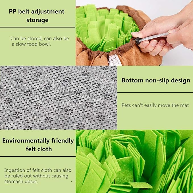 AWOOF Pet Snuffle Mat for Dogs, Interactive Feed Game for Boredom, Encourages Natural Foraging Skills for Cats Dogs Bowl Travel Use, Dog Treat Dispenser Indoor Outdoor Stress Relief - Image 5