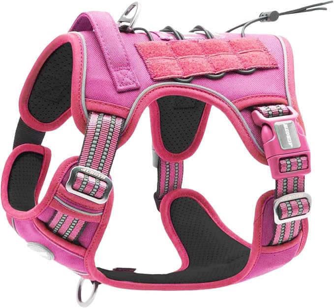 Auroth Tactical Dog Harness for Large Dogs No Pull Adjustable Pet Harness Reflective K9 Working Training Easy Control Pet Vest Military Service Dog Harnesses Rose Red S | No Choke, Heavy Duty, Reflective, Military K9, Adjustable, Handle, Easy Control f... by AurothPets