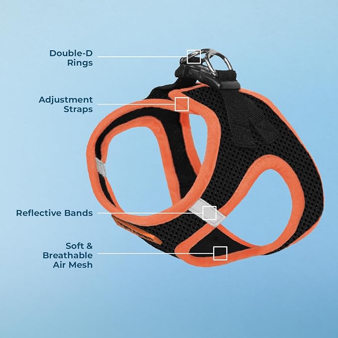 Voyager Step-in Air Dog Vest Harness - Black/Orange Trim, Medium | 16 - 18" in Chest, Reflective Bands, All Weather Breathable Air Mesh, Cats Compatible, Lightweight, Fast Drying - Image 4