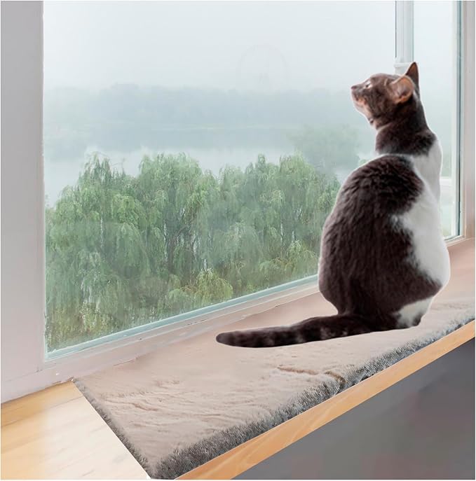 Soft Cat Dog Window Sill Pet Pad Perch,Fluffy Windowsill Dog Pet Mat Pillow Seat Bed, Cat Dog Cushion for Window Sill Mat (Gray, 16"x35") - Image 4