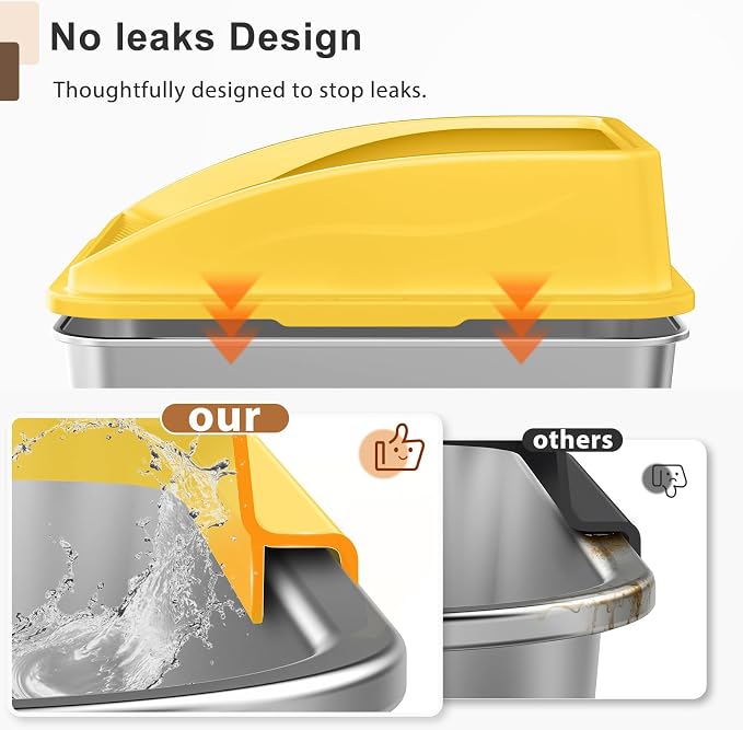 AIPERRO Stainless Steel Litter Box | XL Metal Cat Litter Boxes with Lid | Enclosed High Sided for Big Cats | Anti-Urine Leakage | Non-Stick & Easy to Clean with Litter Mat & Metal Scoop (Yellow) - Image 6