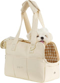 ONECUTE Dog Purse Carrier for Small Dogs Rabbit cat with Large Pockets, Cotton Bag, Dog Carrier Soft Sided, Collapsible Travel Puppy Carrier (Beige, 13.6" L x 6.5" W x 10" H) by ONECUTE