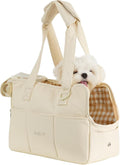 ONECUTE Dog Carrier for Small Dogs Rabbit cat with Large Pockets, Cotton Bag, Dog Carrier Soft Sided, Collapsible Travel Puppy Carrier (Beige, 17" L x 7.5" W x 12" H) by ONECUTE