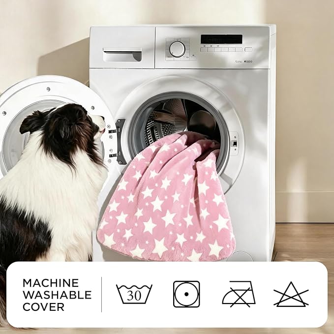 Orthopedic Dog Bed for Large Dogs, Washable Dog Mat with Removable Zippered Cover, Non-Slip Bottom, Comfort Crate Bed (Big&Little Stars Pink, M(30"*20"*3.1")) - Image 9