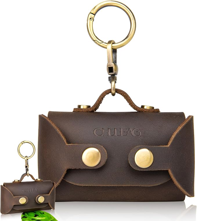 Handmade Leather Dog Poop Bag Dispenser - Stylish and Durable with Belt Attachment for Dog Walkers, Featuring a Brass Metal Clip in Coffee by HOME