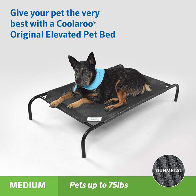 Coolaroo Original Elevated Dog Bed - Breathable Off-The-Ground Pet Bed with Cooling Fabric, Joint Relief & Moisture-Resistant Fabric, 100% Recyclable, Easy Clean, Gunmetal, Medium - Image 2