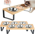 2 Set Elevated Cat Food Water Bowls, 6 Stainless Steel Bowls, 15° Tilted Raised Cat Bowl Set, for Indoor Cats for Small Cats and Puppies Pet Bowls with Stand by Unknown