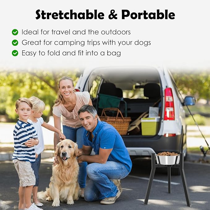 Elevated Dog Bowl Stand for Large Dogs, Adjustable Width 8.2-12.6", 16.9" Tall Single Raised Dog Food Water Stand,Bowl Not Included - Image 6