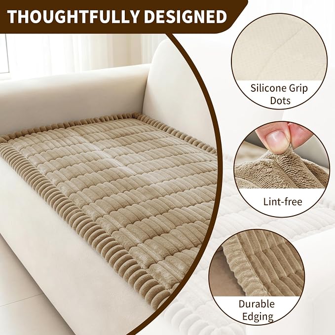 Leakproof Couch Cover for Dogs, Non Slip Washable Sofa Protector | Stain-Resistant Window Seat Cushions Chair Mat Car Seat Cover for Kids Pets (Camel 27.6" x 82.7") - Image 2
