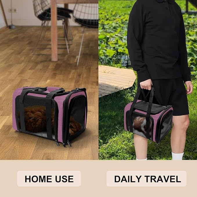 Dog Carrier for Pets, Up to 25 Lbs, Collapsible Travel Carriers for Puppy with Shoulder Strap and Removable Mat, 20x13x13 Inch, Pink - Image 7