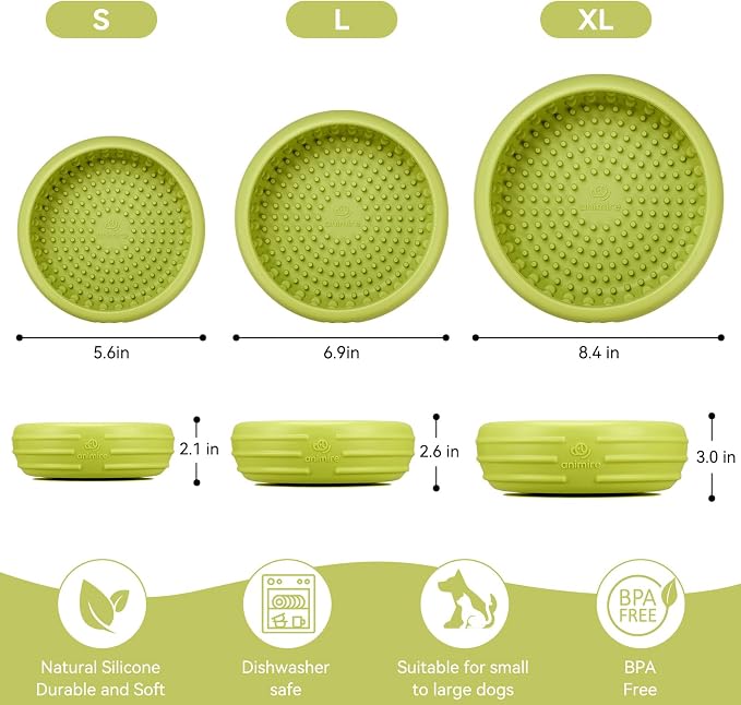 Dog Lick Bowl, Animire Freeze Lick Mat for Dogs, Non-Slip Slow Feeder Licking Bowl Enrichment Treat for Distraction Anxiety Relief, Food Grade Silicone, Dishwasher Safe(Green,S) - Image 6