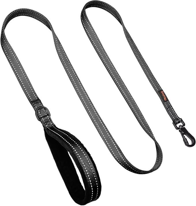 Didog 6FT Reflective Dog Leash for Medium Large Dogs,Slim 3/4" Width, Black | Soft Padded Handle, Plush Comfort Grip, Tangle-Free, 360°Heavy-Duty Strengthened Clasp for Daily Walks/Training, Night Safety - Image 4