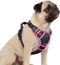 rabbitgoo Dog Harness Small Sized, No Pull 3 Buckles Easy On & Off | Soft Padded, Walking with Control Handle, Adjustable and Reflective, Black & Pink, Small by rabbitgoo