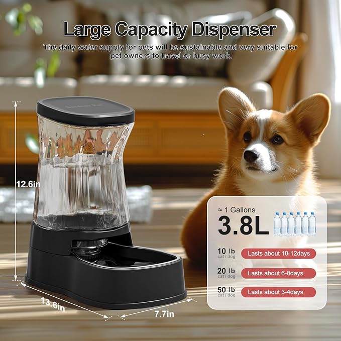 Gardner Pet Automatic Dog Water Dispenser Gravity Stainless Steel Water Waterer Feeder, 100% BPA-Free Large Capacity Water Feeding Bowls for Medium & Large-Sized Dogs Cats Other Pets -(1 Gallon) - Image 3