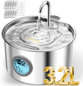 3.2L Cat Water Fountain Stainless Steel with 20 Filters Automatic Pet Water Fountain for Cats/Dogs Indoor Ultra Quiet Metal Cat Fountains for Drinking Kitty Watering Supplies for Animals by UPAWPIA