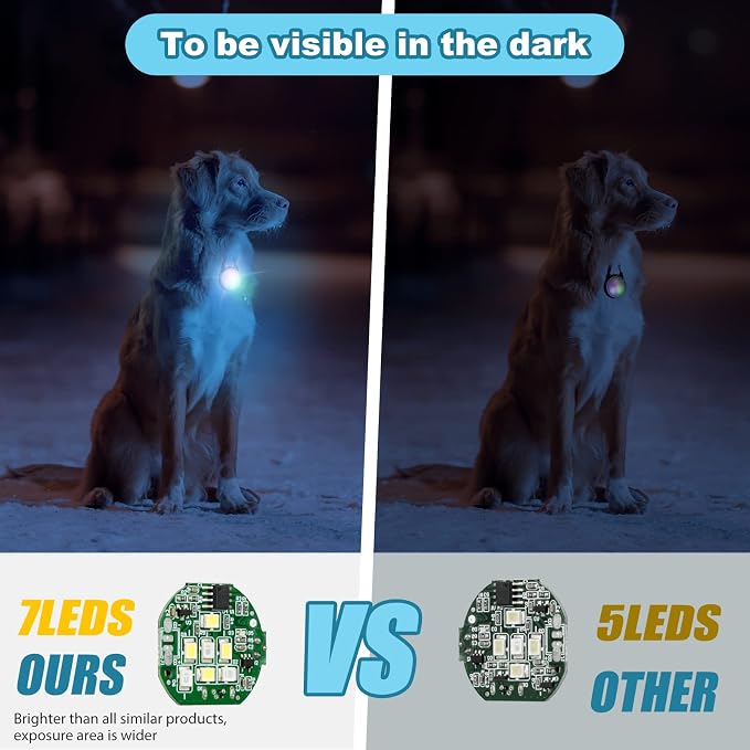 Clip-On Dog Collar Light for Night Walking, 4 Modes, Rechargeable, 2 Pack | IP68 Waterproof Dog Light for Camping, Hiking, Cycling, High Capacity LED Light Up Dog Collar - Image 5