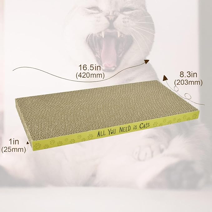 AccEncyc Cardboard Cat Scratcher Pads Cat Scratching Board for Indoor Cats 16.5x8.3x1 Inch Dual-Side Corrugated Cat Scratcher Reusable Cat Supplies - 3 Pack - Image 2