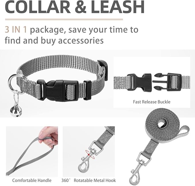 PUPTECK Adjustable Dog Harness Collar and Leash Set Step in No Pull Pet Harness for Small Medium Dogs Puppy and Cats Outdoor Walking Running, Soft Mesh Padded Reflective Vest Harnesses, Solid Grey XS | Soft Mesh Puppy Step-in Escape Proof Reflective No... - Image 4