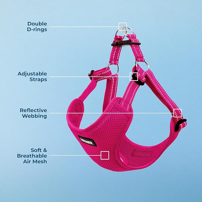 Voyager Step-in Flex Adjustable Dog Harness - Fuchsia, Small | 15 - 18" in Chest, Fully Adjustable, Reflective Bands, All Weather Breathable Air Mesh, Lightweight, Fast Drying - Image 3