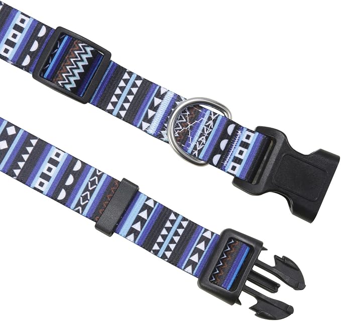 Mihqy Dog Collar and Leash Set, for Small Dogs, Bohemian Blue Set,XS | with Bohemia Tribal Geometric Patterns, Adjustable for Small Medium Large Dogs, Comfortable for Walks and Outdoor Hikes - Image 2