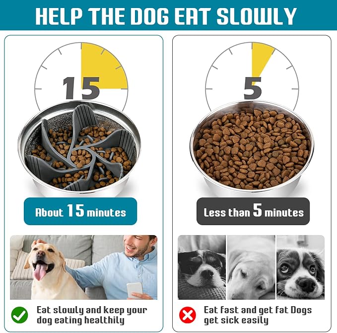 2 Pcs Dog Bowl Slow Feeder Insert, Cuttable Slow Feeder Dog Bowl Insert with Strong Suction Cups, Cat Dog Feeding Supplies, Slow Feeder for Most Dogs Bowl or Dogs Dish - Image 2