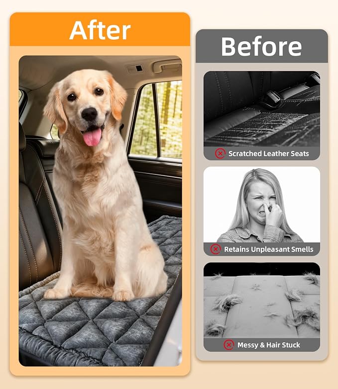 Dog Car Bed, Non-Slip Dog Seat Cover | Universal Back Seat Protector | Premium Chenille Comfort, Scratch Resistant, Silicone Backing & Machine Washable, Fits Most Cars, Trucks & SUVs - Image 3
