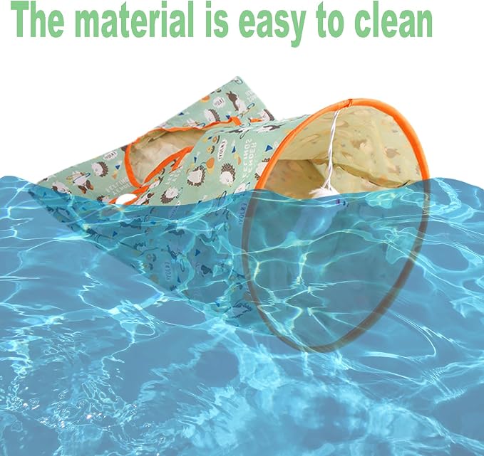Cat Tunnel Bag for Indoor Cats, Foldable Pet Tunnel Crinkle Sack Bag with a Little Mouse & 3 Toy Ball, Portable Crinkle Paper Interactive Hide and Seek Cat Toys (Green) - Image 7