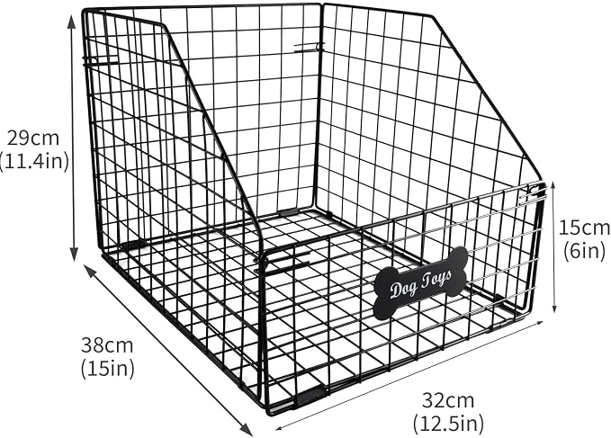 Geyecete dog toy basket Pet wire folding dog toy bin Trapezoid dog toy box Dog Toys Storage Toy box for dogs Chew-Proof Dog Food Toy Storage Container - Image 5