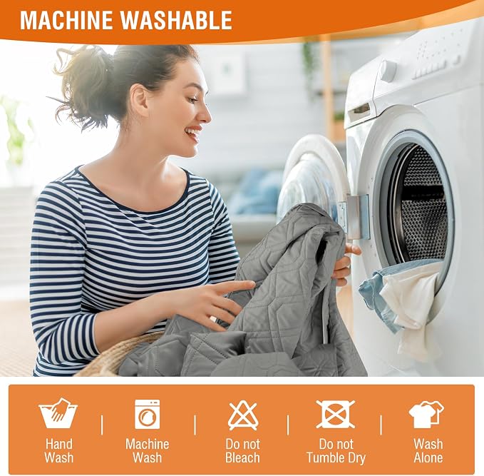 VANSOFY 100% Waterproof Recliner Chair Covers Washable, Gray, 23.6" | Non-Slip, Slipcover with Pocket, Furniture Protector, Elastic Straps, Chair Cover for Pets, Dogs - Image 6