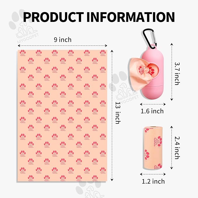 Dog Poop Bags Rolls with Dispenser 150 Count Biodegradable Poop Bags for Dog and Cat Cherry Blossom Scented Waste Bag Leak Proof Doggie Poop Bag Doggy Trash Bag Pink - Image 2