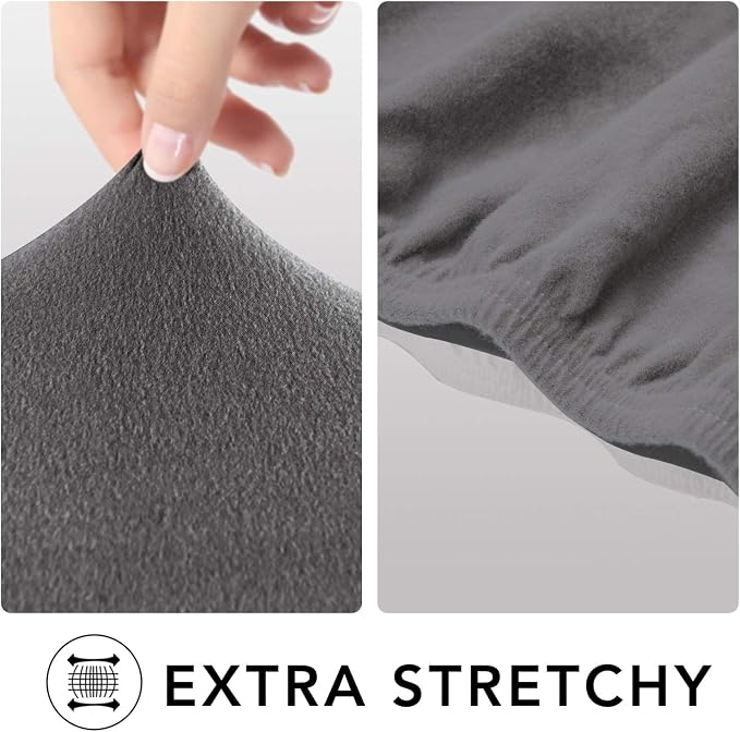 PureFit Stretch Couch Covers for Sofa 4 Seater Slipcovers Light Gray | 1-Piece Sofa Cover Washable Soft Couch protector, Couch Slipcover with Non Skid Foam and Elastic Bottom for Kids, Dogs - Image 4
