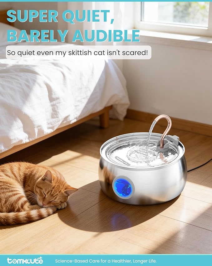 Cat Water Fountain Stainless Steel -135oz/4.0L Cat Fountain for Drinking | Ultra Quiet Pump, Easy to Clean, Come with 3 Filters, Pet Watering Bowl Dispenser for Cats, Dogs, Multiple Pets - Image 2