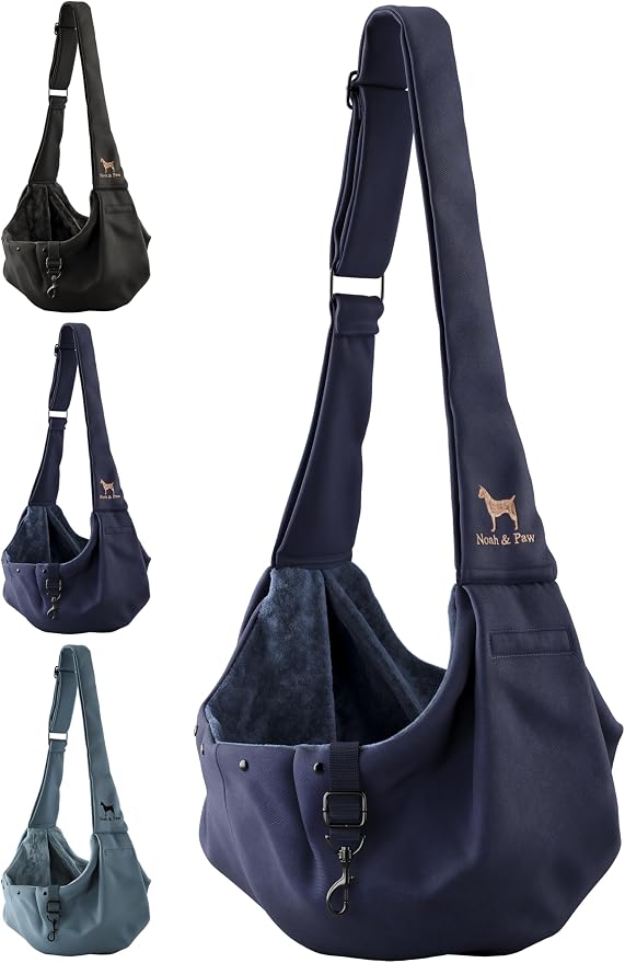 Noah & Paw Dog Sling Carrier for Small Dogs 3-10lb, Dog Sling for Small Dogs and Cats, Dog Carrier with Adjustable Padded Strap, Premium Twill, Lined with Fur, Double Safety Feature, Machine Washable by NoahPaw