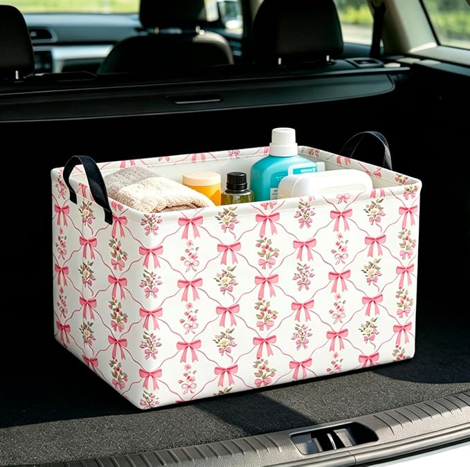 CLOCOR Rectangular Storage Basket Empty,Gift Basket,Waterproof Storage Bin,Room Decor(Spring Flower) - Image 4