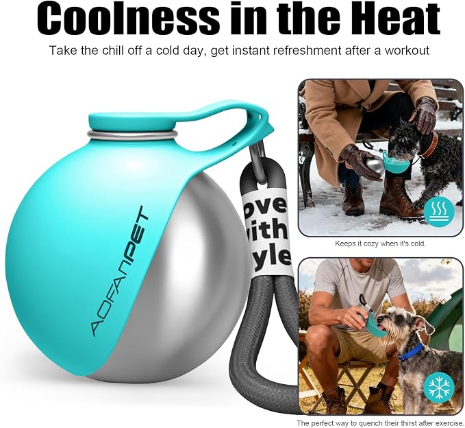 Portable Dog Water Bottle 10oz Stainless Steel Travel Dog Water Dispenser with Bowl No-Spill Puppy Water Bottle for Walking Hiking Small Dog Water Bottle - Image 7