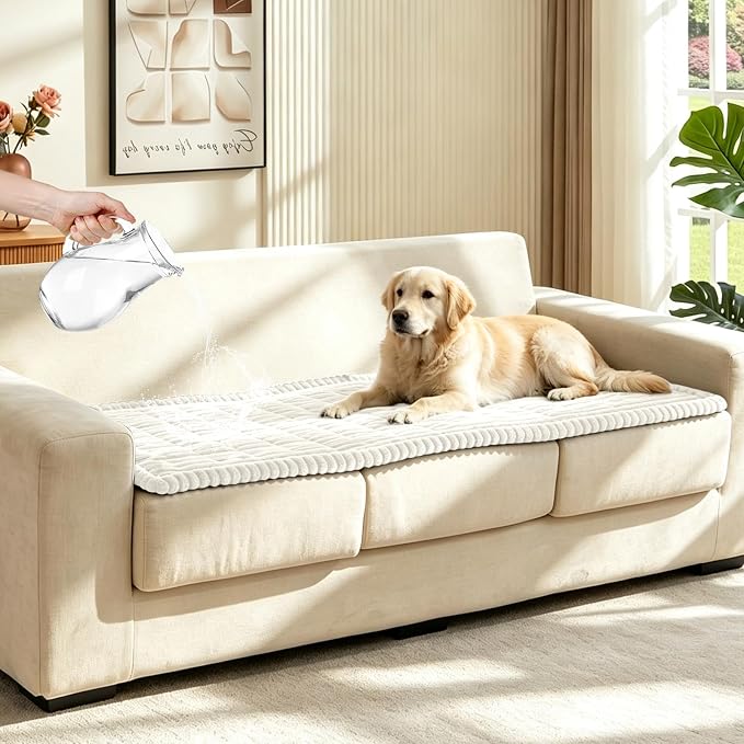 Leakproof Couch Cover for Dogs, Non Slip Washable Sofa Protector | Stain-Resistant Window Seat Cushions Chair Mat Car Seat Cover for Kids Pets (Off-White 27.6" x 82.7") by Wnote