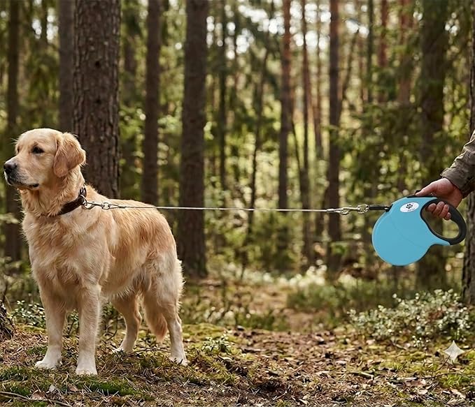 16ft Retractable Dog Leash for Large Breed Dogs up to 110 lbs with a Detachable Chew Proof Extender Wire Ropes (Blue L) - Image 4