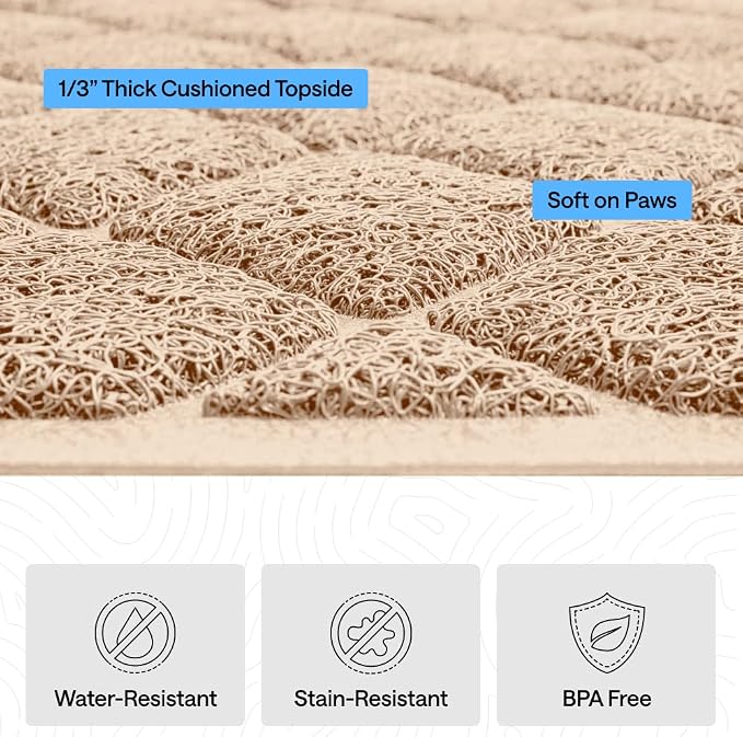 GORILLA GRIP Cat Litter Box Mat, Cushioned Coil Mesh Litter Trapping Mats, Scatter Control Supplies for Less Mess, Phthalate Free, Ultra Deep Catch Grooves, Rinse or Vacuum to Clean 24x17 Beige 2 Pack - Image 5