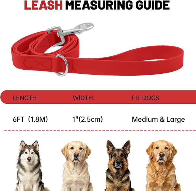Waterproof Dog Leash with Double Handle, 6 FT Durable Odor-Proof Dog Leashes with Strong Aviation Aluminum Hooks Fits Small Medium or Large Dogs - Image 4