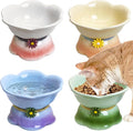 Kathson 4 Pcs Ceramic Raised Cat Food Bowls Elevated Kitty Bowl for Food and Water Anti Vomiting Tilted Cat Bowl for Kittens and Small Dogs Dishwasher and Microwave Safe (8.45 Ounces) by kathson