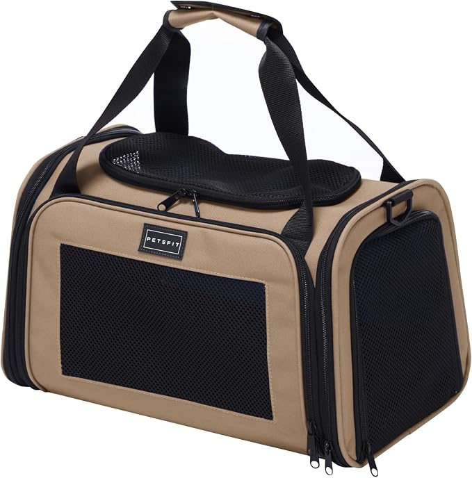 PETSFIT Pet Carrier for Cat, Small Dogs, Khaki by Petsfit