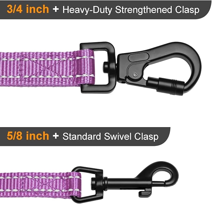 Didog 6FT Reflective Dog Leash for Small Medium Dogs,Slim 5/8" Width,Purple | Soft Padded Handle, Plush Comfort Grip, Tangle-Free, 360° Swivel Clasp for Daily Walking and Training, Night Safety - Image 5