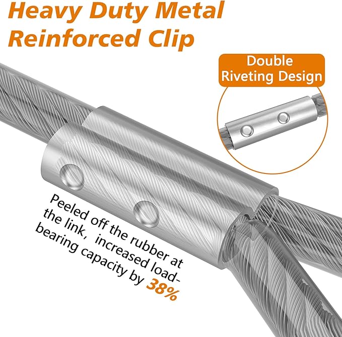 XiaZ Dog Tie Out Cable, Heavy Duty Dog Chains for Outside with Lockable Hook, Pet Runner Cable Leads for Yard, Dogs Line Tether for Small Medium Large Dogs Up to 250 LBS (30FT, Silver) - Image 3
