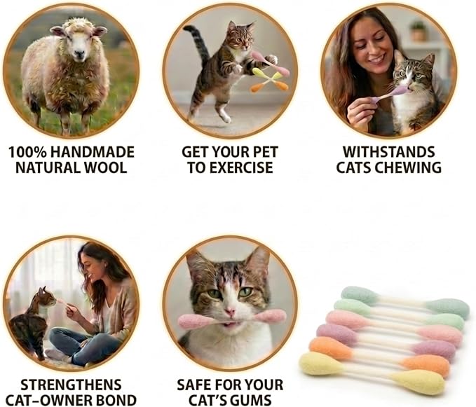 Glaciart One Swabs Cat Toys with Catnip - 6 Pk | Durable for Chew, Cute Cat Toys Interactive Kitty for Boredom, Exercise, & Play | Filled w/Organic Catnip for Anxiety & as Digestive Aid | Gift Idea - Image 3