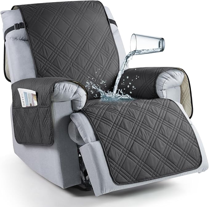 TAOCOCO 100% Waterproof Recliner Chair Cover Stay in Place, Recliner Covers for Small Recliner Chair with Pocket, Reclining Chair Cover Furniture Protector for Kids, Pets(20'', Charcoal Gray) by TAOCOCO