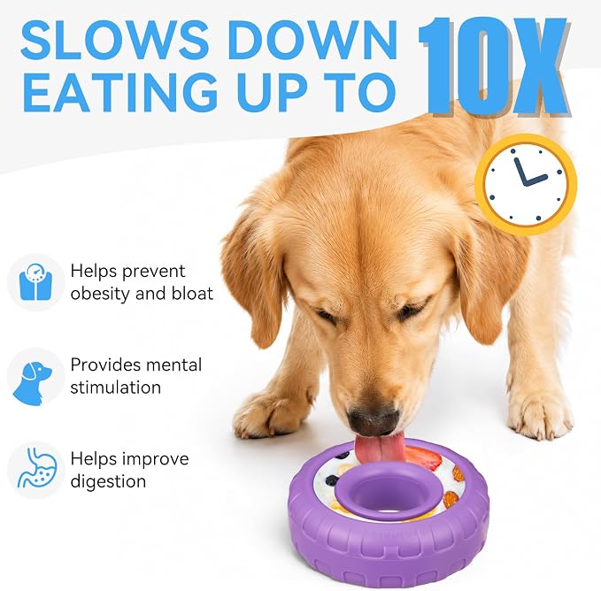 Dog Enrichment Lick Bowl, Bestalk Slow Feeder Lick Mat for Dogs, Freeze Puzzle Licking Bowl for Anxiety Relief, BPA Free Silicone, Dishwasher Safe(Purple,S) - Image 2
