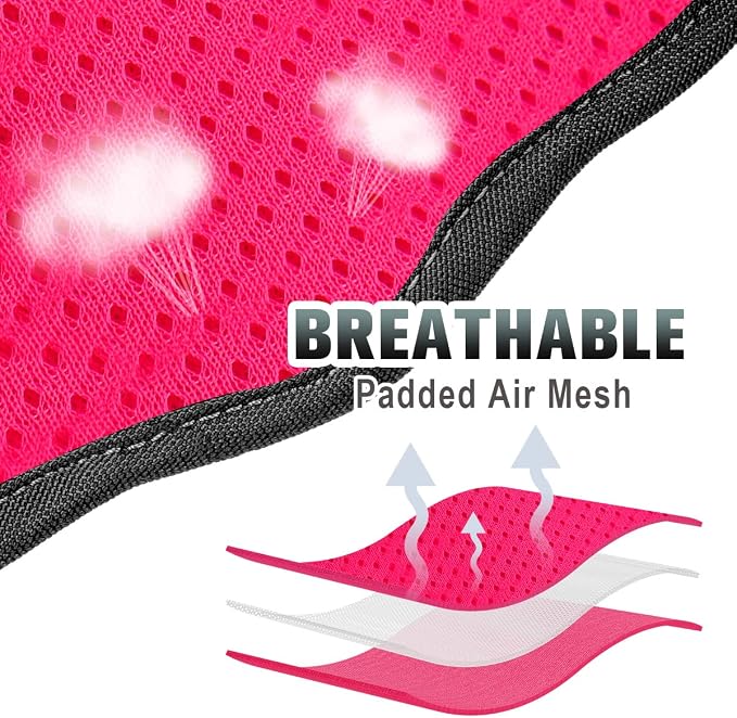 BARKBAY No Pull Dog Harness Large Reflective Dog Harness with Front Clip and Easy Control Handle for Walking Training Running with ID tag Pocket(Pink/Black,M) - Image 6