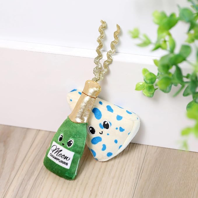 Quirky Kitty Wine & Cheese Catnip Plush Cat Toy, Pack of 2 - Image 7