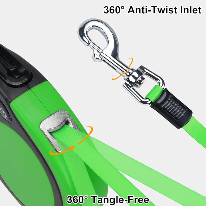 Taglory Retractable Dog Leash, One-Handed Brake, 16ft, Up to 44 lbs, Green | More Freedom While Staying in Control, Smooth Retraction, Tangle-Free Design, Easy-Grip Handle, Daily Neighborhood Walks - Image 5